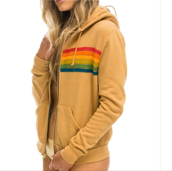 Aviator Nation RARE 6 Stripe Hoodie Sweatshirt XS - Picture 3 of 15